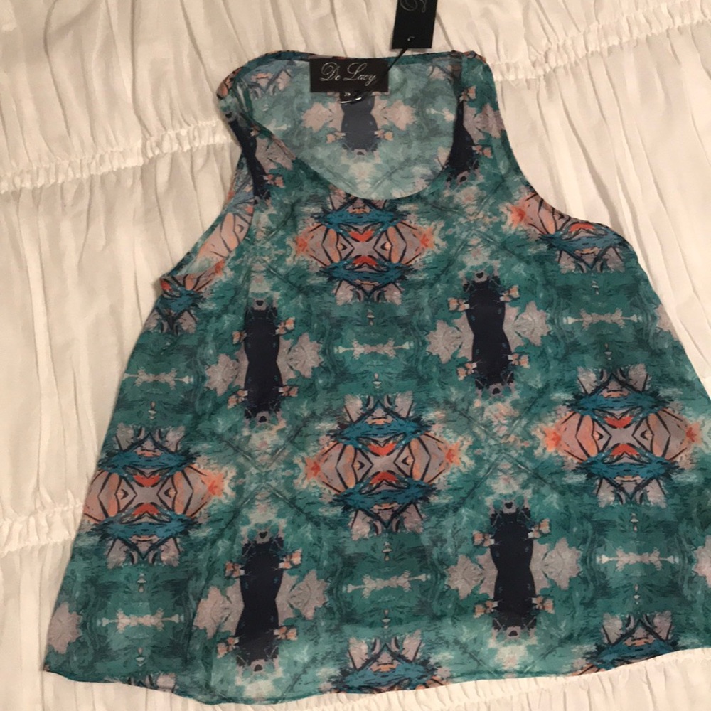 Delacy silk sleeveless sheer top